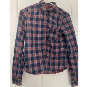 Hollister California Plaid Light Flannel Button Down Shirt Womans Size Medium